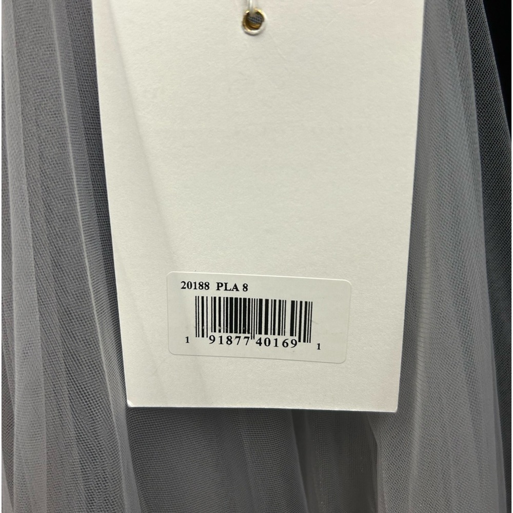 Mac Duggal 20188 NWT ILLUSIONS PLUNGE NECK A-LINE PLATINUM GOWN DRESS - Picture 6 of 7